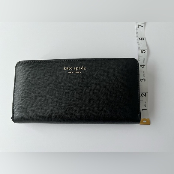 kate spade black leather wallet lots of storage blush pink interior - Picture 9 of 9